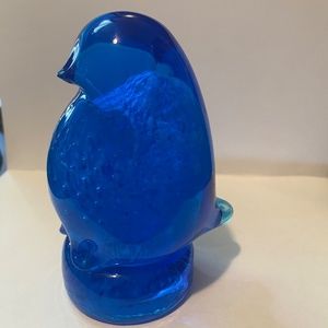 Blue art glass bird. Made by Altaglass in Canada.
